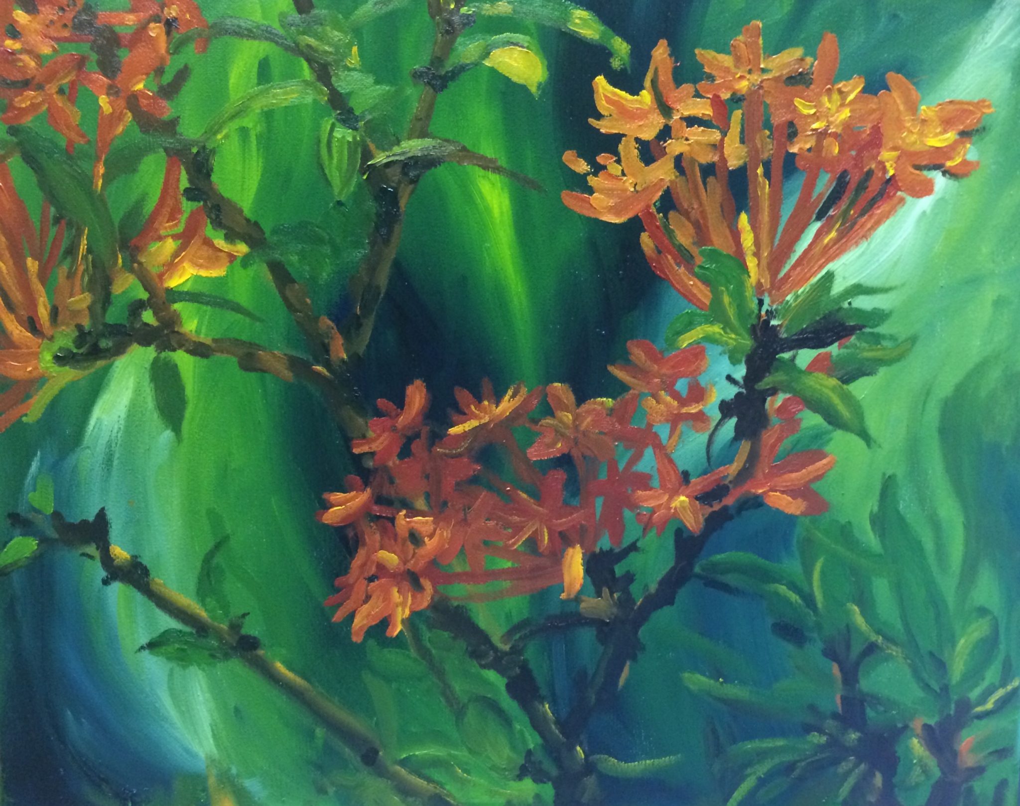 Orange Flowers Paintings by Mei